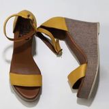 Bueno Shoes 01WU7200 Sarı Deri Kadın Dolgu Topuklu Espadril Sandalet