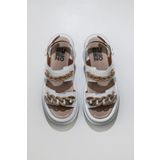 Bueno Shoes 01WU7300 Beyaz Deri Kadın Dolgu Topuklu Sandalet