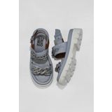 Bueno Shoes 01wu7300 Mavi Deri Dolgu Topuklu Kadın Sandalet