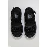Bueno Shoes 01wu7300 Siyah Deri Kadın Dolgu Topuklu Sandalet