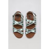 Bueno Shoes 01WU7425 Yeşil Parlak Deri Kadın Düz Sandalet