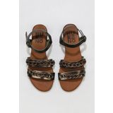 Bueno Shoes 01wu7434 Haki Parlak Deri Kadın Sandalet