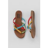 Bueno Shoes 01WU7458 Yeşil Multi Deri Kadın Parmak Arası Terlik