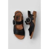 Bueno Shoes 01WU7600 Siyah Deri Kadın Düz Sandalet