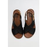 Bueno Shoes 01wu8213 Siyah Bej Deri Düz Kadın Sandalet