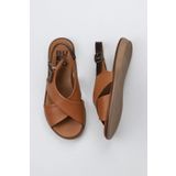 Bueno Shoes 01WU8213 Taba Koyu Kahve Deri Kadın Düz Sandalet