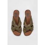 Bueno Shoes 01WU8800 Yeşil Deri Kadın Düz Terlik