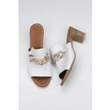 Bueno Shoes 01WU9502 Beyaz Deri Kadın Topuklu Terlik