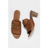 Bueno Shoes 01WU9502 Kahverengi Deri Kadın Topuklu Terlik
