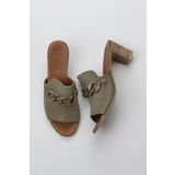 Bueno Shoes 01WU9502 Yeşil Deri Kadın Topuklu Terlik