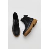 Bueno Shoes 01WV0214 Siyah Deri Kadın Dolgu Topuklu Bot