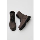 Bueno Shoes 01WV1000 Gri Nubuk Kadın Dolgu Topuklu Bot