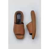 Bueno Shoes 01WY1000 Taba Koyu Deri Kadın Dolgu Topuklu Terlik