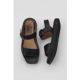Bueno Shoes 01WY1002 Siyah Kahverengi Deri Kadın Dolgu Topuklu Sandalet
