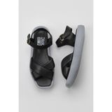 Bueno Shoes 01WY1009 Siyah Mavi Deri Kadın Düz Sandalet
