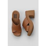 Bueno Shoes 01WY12201 Taba Koyu Deri Kadın Topuklu Terlik