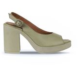 Bueno Shoes 01WY12300 Haki Deri Topuklu Kadın Sandalet