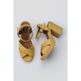 Bueno Shoes 01WY12301 Sarı Deri Topuklu Kadın Sandalet