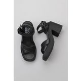 Bueno Shoes 01WY12704 Siyah Turuncu Deri Kadın Dolgu Topuklu Ayakkabı
