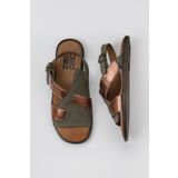 Bueno Shoes 01WY2012 Haki Taba Deri Kadın Sandalet