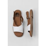 Bueno Shoes 01WY2015 Beyaz Kahve Deri Kadın Düz Sandalet