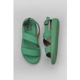 Bueno Shoes 01WY2300 Yeşil Koyu Deri Kadın Düz Sandalet