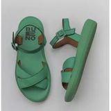 Bueno Shoes 01WY2301 Yeşil Koyu Deri Kadın Düz Sandalet
