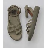 Bueno Shoes 01WY2315 Haki Deri Kadın Parmak Arası Sandalet