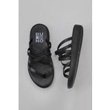 Bueno Shoes 01WY2317 Siyah Deri Kadın Parmak Arası Terlik