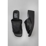 Bueno Shoes 01WY2404 Siyah Deri Kadın Dolgu Topuklu Terlik