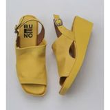 Bueno Shoes 01WY2407 Sarı Deri Kadın Dolgu Topuklu Sandalet