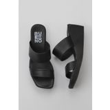 Bueno Shoes 01WY2409 Siyah Deri Kadın Dolgu Topuklu Terlik