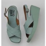 Bueno Shoes 01WY2411 Yeşil Açık Deri Kadın Dolgu Topuklu Sandalet
