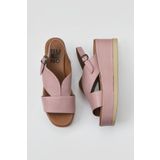 Bueno Shoes 01WY5800 Gül Kurusu Deri Kadın Dolgu Topuklu Sandalet