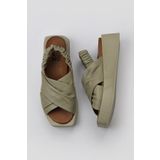 Bueno Shoes 01WY5901 Haki Deri Dolgu Topuklu Kadın Sandalet