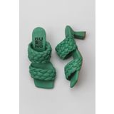 Bueno Shoes 01WY6804 Yeşil Koyu Deri Kadın Topuklu Terlik