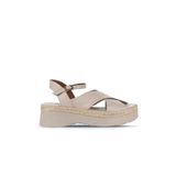 Bueno Shoes 01WY8205 Gri Deri Kadın Dolgu Topuklu Sandalet