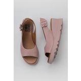 Bueno Shoes 01WY8600 Gül Kurusu Deri Kadın Dolgu Topuklu Sandalet