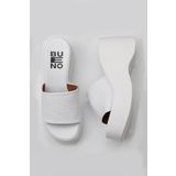 Bueno Shoes 01WY9000 Beyaz Deri Kadın Dolgu Topuklu Terlik