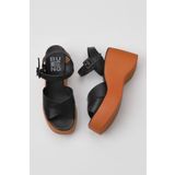 Bueno Shoes 01WY9001 Siyah Turuncu Deri Dolgu Kadın Topuklu Sandalet