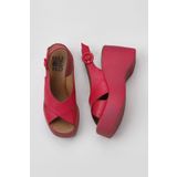 Bueno Shoes 01WY9007 Fuşya Deri Kadın Dolgu Topuklu Sandalet