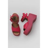 Bueno Shoes 01WY9009 Fuşya Deri Kadın Dolgu Topuklu Sandalet