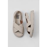 Bueno Shoes 01WY9403 Krem Deri Düz Kadın Sandalet