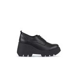 Bueno Shoes 01WZ8400 Siyah Deri Kadın Dolgu Topuklu Ayakkabı
