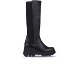 Bueno Shoes 01WZ8405 Siyah Deri Kadın Dolgu Topuklu Çizme