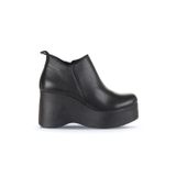 Bueno Shoes 01WZ8603 Siyah Deri Dolgu Topuklu Kadın Bot