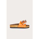 Bueno Shoes 05wt066 Turuncu Napa Deri Kadın Düz Sandalet