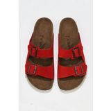 Bueno Shoes 05WT100 Kırmızı Nubuk Deri Kadın Düz Terlik