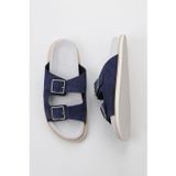 Bueno Shoes 10M102115 Lacivert Açık Süet Erkek Düz Terlik