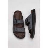 Bueno Shoes 11T23348 Antrasit Nubuk Erkek Düz Terlik